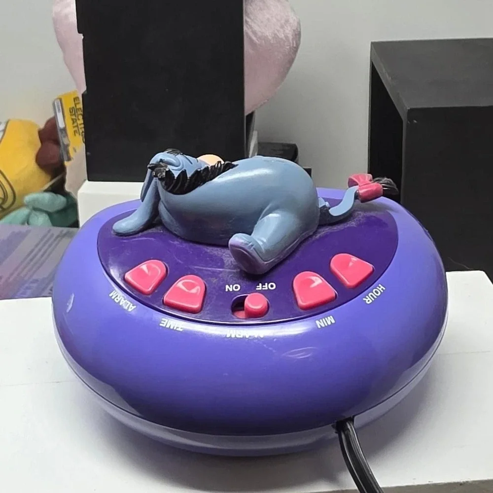 Vintage Disney Sleeping Eeyore Alarm Clock DP87530 Winnie the Pooh Purple